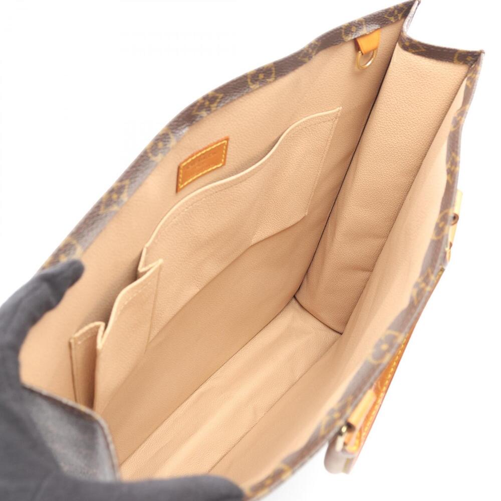 Louis Vuitton Plat Brown Monogram Canvas Leather Sac Bag Tote